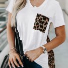 Wihte Leopard Printed Splicing T Shirt