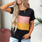 Color Block Panel Front T Shirt with Knot