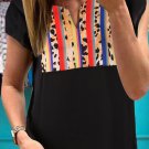 Colorful Striped Leopard Splicing T Shirt