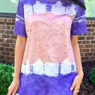 Purple Tie dyed Color Block Print T Shirt