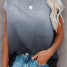 Gray Gradient Color Short Sleeve T Shirt with Pocket