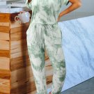 Green Pocketed Tie Dye Knit Jumpsuit