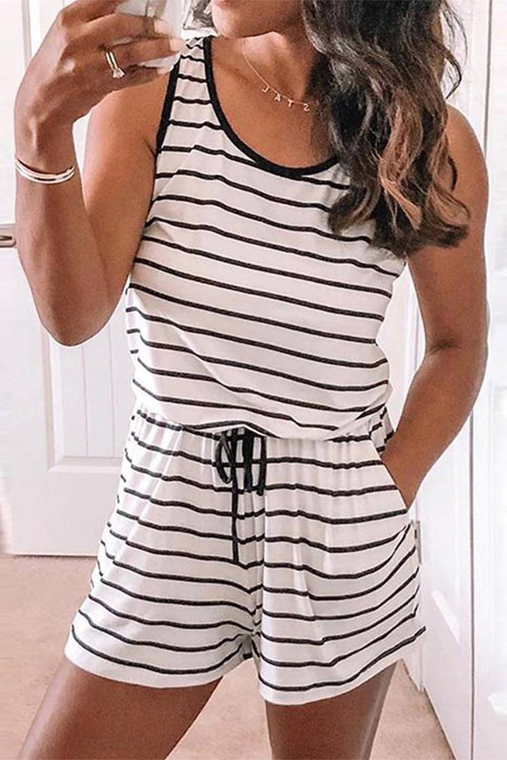 Striped Sleeveless Lounging Romper