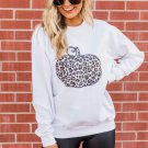 Animal Print Pumpkin White Graphic Sweatshirt