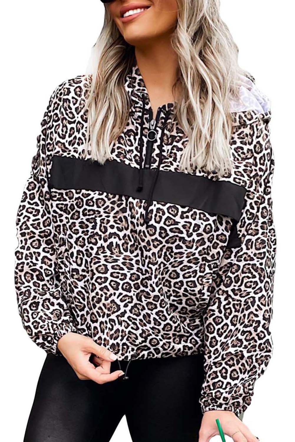 half zip leopard pullover