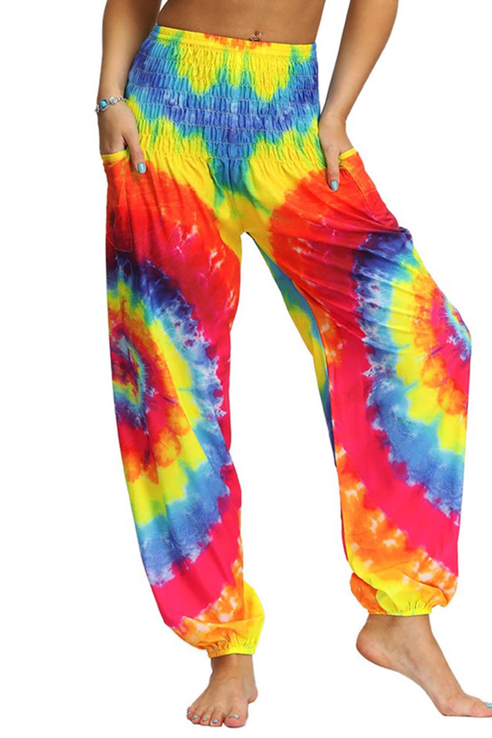 orange tie dye pants