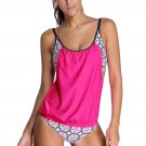 Rosy Layered-Style Printed Tankini with Triangular Briefs
