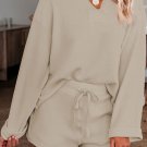 Apricot Inverted Knit Pullover Shorts Set