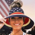 Star and Striped Foldable Visor Straw Hat