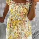 Yellow Ruffled Off Shoulder Floral Dress