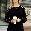 Black Cutout Detail Ribbed Knit Sweater