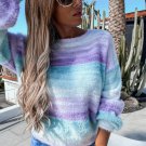 Sky Blue Colorblock Tie dye Mohair Sweater
