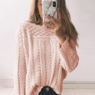 Pink Solid Drop Shoulder Knit Sweater