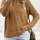 Brown Zip Neck Knitted Sweater