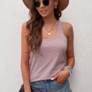 Pink Scoop Neck Basic Solid Tank Top