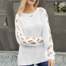 White Cutout Detail Ribbed Knit Sweater