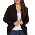 Black Luxe Cable Knit Open Front Cardigan