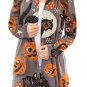 Multicolor Shawl Neck Pumpkin and Cat Print Halloween Cardigan
