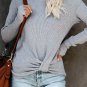 Gray Knot Your Girlfriend Thermal Knit Top
