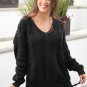 Black Love Letters Cable Knit Lace Up Sweater
