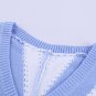 Sky Blue Striped Colorblock V Neck Knitted Sweater