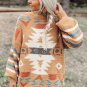 Aztec Print Long Sleeve Tunic Knitted Sweater