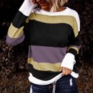 Purple Color Block Knit Sweater