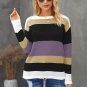 Purple Color Block Knit Sweater