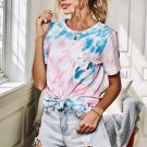 Knit Tie Dye Chest Pocket T Shirt with Cuffed Sleeves