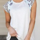 White Leopard Cap Sleeve Casual Top