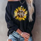Leopard Sunflower Letter Print Crew Neck Sweatshirt