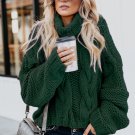 Green Cuddle Weather Cable Knit Handmade Turtleneck Sweater