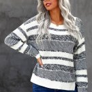 White Striped Pullover Knit Sweater