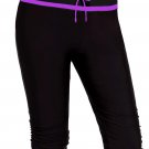 Purple Stripe Rash Guard Bottom Shorts with Drawstring Ruches
