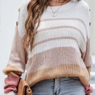Slouchy Buttoned Shoulder Colorblock Sweater