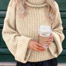 Apricot Turtleneck Knitted Sweater