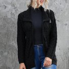 Black Zip-up Open Front Knitted Sweater