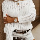 White Hollow out Drop Shoulder Knitted Sweater