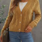 Brown Buttons Weave Knit Cardigan