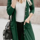 Green Selected Button Pocketed High Low Cardigan