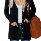 Black Button Down Pocketed Cardigan