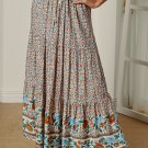 Multicolor Floral Print Elastic High Waist Pleated A Line Maxi Skirt