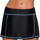 Blue Stitch Trim Black Swim Skirt Bottom