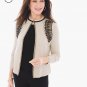 NWT CHICO'S PETITE NEUTRAL BEADED SEED STITCH CARDIGAN, 3 L XL 16 18 #570200348