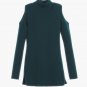 NWT CHICO'S SWISS PINE GREEN COLD SHOULDER SYDNEY RIB TUNIC SWEATER, 0 S 4 6