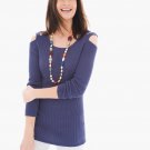 NWT CHICO'S DEEP BLUE DOUBLE COLD SHOULDER RIBBED SWEATER, 3 L XL 16 18