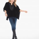 NWT CHICO'S BLACK VELVET EMBELLISHED BATWING MARNIE PONCHO, SZ S/M 10/12/14