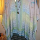NWT CHICO'S INFINITE AQUA EXOTIC SCROLLS PAISLEY PONCHO, S/M 10/12/14 #57017019