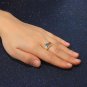 Birthstone & Engraved Sterling Silver Ring With Gold Plating (RI102963)