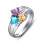 Birthstone Engraved Personalized Ring Sterling Silver (RI101793)